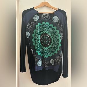 Funky green hues printed long sleeve shirt